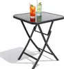 Outdoor Bistrotisch 60x60xH70cm Glas / Metall Dunkelgrau Glastisch Gartentisch Voir les images du produit