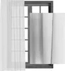 A white sheer curtain is shown hanging in front of a window with a close-up inset of the fabric texture. Produktbild-Vorschau