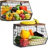 Obstschale Obstkorb Hängend 2 Etagen, Wandkorb Schwarz mit Produktbild-Vorschau 1