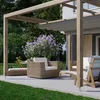 An outdoor patio scene with furniture under a pergola. Produktbild-Vorschau