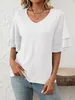 ASKSA Damen T-Shirt Rueschen aermel Bluse V-Ausschnitt Produktbild-Vorschau 2