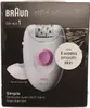 The image shows the packaging of a Braun Silk-épil 1 epilator. Produktbild-Vorschau