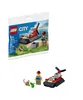 A LEGO City hovercraft rescue set packaged in a polybag. Produktbild-Vorschau