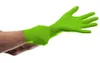A person putting on a green nitrile glove. Podgląd zdjęcia produktu