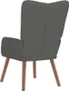 A dark gray velvet armchair seen from the back, with wooden legs. Náhled obrázku produktu