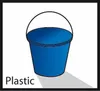 A blue plastic bucket with a handle, casting a shadow on a white background. The word "Plastic" is written below the bucket. Podgląd zdjęcia produktu