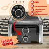 A close-up shot of a raclette grill with control knobs and a diagram explaining its functions. The text 'Optimale WARME' is prominently displayed. Produktbild-Vorschau