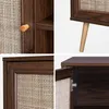 Collage of close-up shots of a wooden sideboard with rattan detailing. Anteprima dell’immagine prodotto