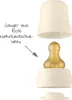An exploded view of a baby bottle with text indicating the material of the nipple. Anteprima dell’immagine prodotto