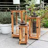 3'er XXL Design Holz-Laternen-Set Windlicht Gartenlaterne Edelstahldach Produktbild-Vorschau