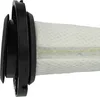 Close-up side view of a vacuum cleaner filter with a black plastic connector. Produktbild-Vorschau