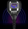 A close-up view of a black microphone with a blue circular arrow graphic indicating 360-degree rotation, set against a dark background with purple concentric rings. Produktbild-Vorschau