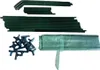 A collection of parts for a greenhouse or garden bed, including metal poles and connectors, and a rolled-up cover. Náhľad obrázku produktu