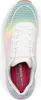Top-down view of a white sneaker with a rainbow gradient pattern. Voir les images du produit
