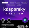 Marketing image for Kaspersky Premium software, featuring the brand logo, product name, and key features. Produktbild-Vorschau