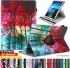 A collage of tablet cases with various artistic designs, including a tablet in a stand case, and a row of different case designs at the bottom. Produktbild-Vorschau
