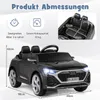 A product image showing dimensions and specifications for a children's electric car. Produktbild-Vorschau