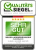 A quality seal with a rating for a product. Produktbild-Vorschau