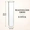Reagenzgläser groß: 6 Stück, Maßangabe 28 cm am Einzelstück, Ø 4 cm Produktbild-Vorschau