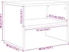 A line drawing diagram of a white nightstand with dimensions indicated. Náhľad obrázku produktu