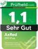A green badge with a score of 1.1 and the text 'Sehr Gut' (Very Good) from Prüfheld.com. Produktbild-Vorschau