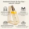 A product image showcasing a facial spray with accompanying icons and text describing its benefits. Produktbild-Vorschau