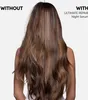 A split image showing a woman's hair before and after using a hair serum. Anteprima dell’immagine prodotto