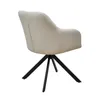 A beige upholstered swivel chair with black metal legs, shown from the back. Produktbild-Vorschau