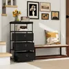 A hallway or entryway scene with a storage unit, bench, and decorative items. Náhled obrázku produktu