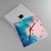 Wanduhr - Quadrat - Glasuhr - Abstraktion Rosa Blau - Produktbild-Vorschau 2