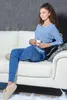 Damen Pyjama Schlafanzug 2-teilig mit Hose & Oberteil Blau Produktbild-Vorschau 6
