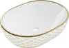 Mexen Viki lavabo à poser 48 x 35 cm, blanc/or motif damier Voir les images du produit 1