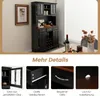A collage of images showing a black kitchen cabinet with wooden accents, along with close-up shots highlighting its features. Anteprima dell’immagine prodotto