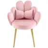 A pink velvet chair with a bow-shaped cushion. Produktbild-Vorschau