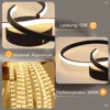 Collage of product images and feature callouts for a modern ceiling lamp. Voir les images du produit