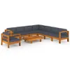 9-tlg. Garten-Lounge-Set mit Dunkelgrauen Auflagen Produktbild-Vorschau 1