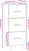 A line drawing of a tall, narrow cabinet with three drawers, showing dimensions. Produktbild-Vorschau