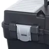 A close-up view of a black plastic toolbox with a white lid and a gray latch. Náhľad obrázku produktu