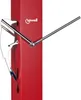 A red wall clock with a woodpecker design. Produktbild-Vorschau