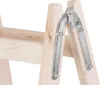 A close-up view of a wooden ladder's metal hinge mechanism. Anteprima dell’immagine prodotto