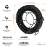 A coiled drain cleaning snake with various attachments and dimensions displayed. Anteprima dell’immagine prodotto