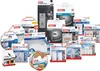 A collection of various tesa branded adhesive products, including tapes and mounting strips, arranged in a collage. Náhled obrázku produktu