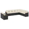 vidaXL 10-tlg. Garten-Sofagarnitur mit Kissen Schwarz Poly Produktbild-Vorschau 1