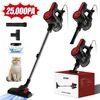 A collage of a stick vacuum cleaner, its accessories, and a box. Podgląd zdjęcia produktu