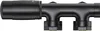 A black radiator thermostat valve with two outlets, shown from the side against a white background. Produktbild-Vorschau