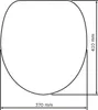 A diagram showing the dimensions of a toilet seat. Produktbild-Vorschau