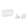 A white charging case and two white wireless earbuds are displayed against a white background. Produktbild-Vorschau