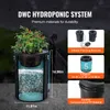 A hydroponic system setup with a plant growing in a bucket, and diagrams illustrating the product's features and dimensions. Anteprima dell’immagine prodotto