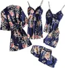 5PC Schlafanzug Damen Pyjama Set Mode Dessous Unterwäsche Produktbild-Vorschau 1