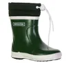A single green rain boot with a black cuff and white sole, set against a white background. Produktbild-Vorschau